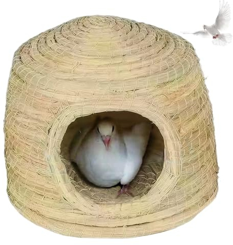 Nido de pájaros Tejido de Paja, Caja Nido a Prueba de Viento para periquitos, Palomas y loros/11, 8x8, 3 Pulgadas