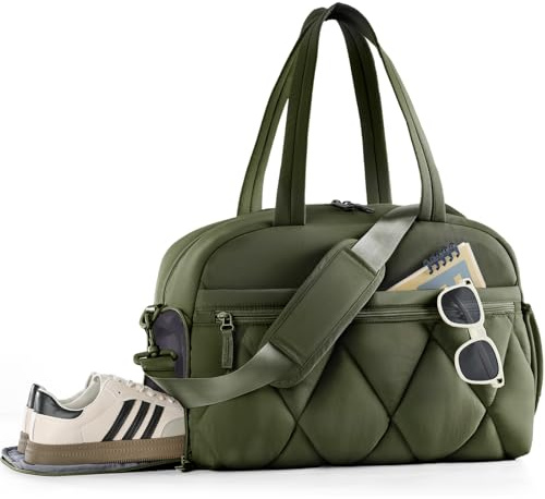 Lekespring Sporttasche für Damen, Handgepäck, Schuhfach für Weekender | Übernachtungen, Sport, Krankenhaus, Persönliche Gegenstände, Wasserabweisend, mit Nassfach, Grün, 50×22×35 cm, 37L