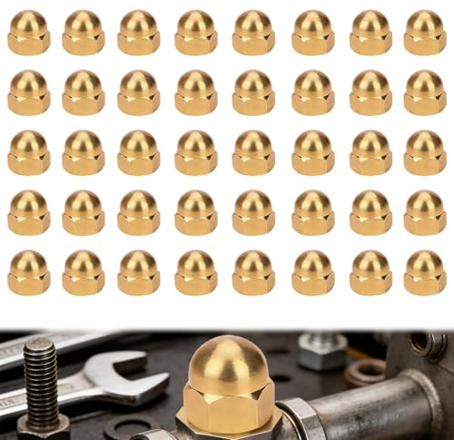 40 Stück Hutmuttern M3 Messing Hutmutter DIN 1587 Hohe Form Hochwertige Kappenmuttern Sechskant Hutmuttern Kuppelkopf, Befestigungselemente zur Reifenbefestigung (M3 40PCS)