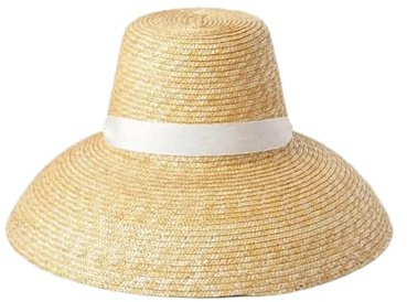 Sombreros de verano para mujer, sombreros de paja natural con cordones y cinta larga, blanco, Talla única