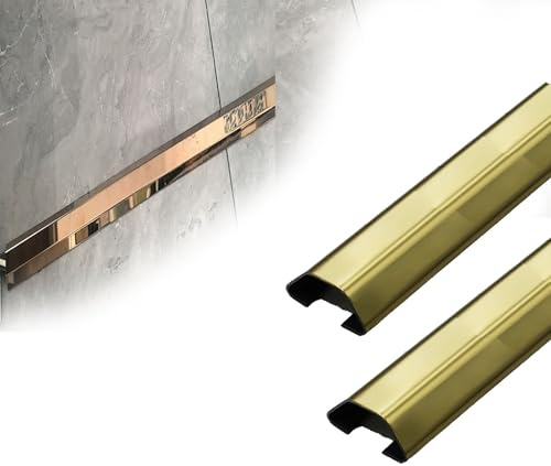 MTADSBKFP Self Adhesive Wire Hider with Connectors, Stainless Steel Cable Trunking Gold Self-Adhesive 20-100mm x 50-180cm 1-10 Pcs(2 PCS,W 38 MM L 180 CM)