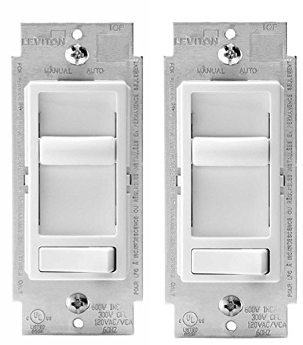 Leviton SureSlide 6674-P0W Lot de 2 variateurs d'intensité universels LED 150 W et CFL 600 W Blanc