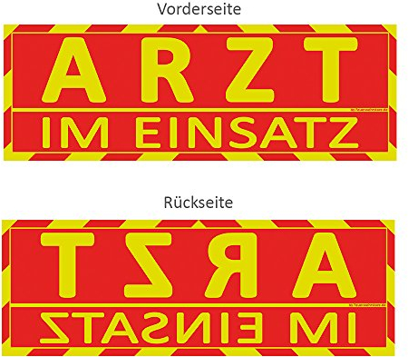 Feuerwehrstore Arzt im Einsatz Wendeschild WSB2 für die Sonnenblende in Normal- & Spiegelschrift Arzt