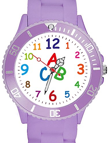 Taffstyle Kinder Armbanduhr Silikon Sportuhr Bunte Sport Uhr Kinderuhr Lernuhr Zahlen ABC Motiv Analog Flieder