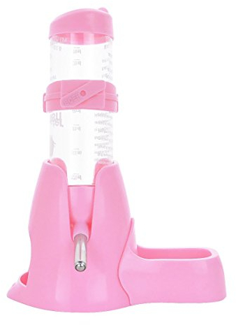 MOACC Hamster Water Bottle, No Drip Automatic Feeder Water and Food Dispenser, Small Animal Drinking Bottle Ideal for Guinea Pig, Rat, Rabbit, Dwarf, Gerbil, Chinchilla(125ML, Pink)