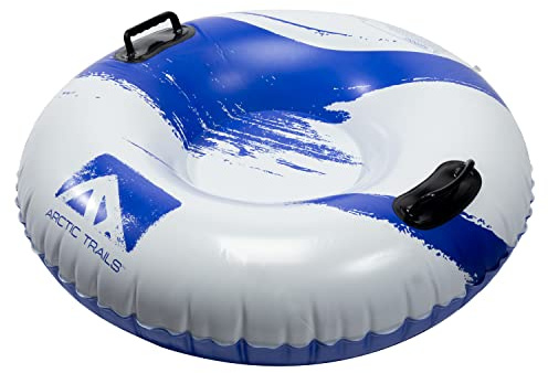 Arctic Trails Single Person Inflatable Snow Sled – Heavy Duty Snow Tube for Kids – Long Lasting Fun – Blue/White