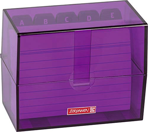 Brunnen 102057060 Karteikasten, 12 x 9.5 x 6.5 cm (für A7 Karteikarten), Polystyrol, Purple, Colour Code