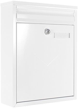 Rottner Briefkasten Lea Weiss mit Einwurfklappe – Zaunbriefkasten – Postkasten – Namensschild – beidseitiger Einwurf – Zylinderschloss mit 2 Schlüssel