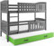 Interbeds Etagenbett Hochbett QUBA für DREI Kinder 200x90cm GRAU + Varianten, mit Lattenroste, Matratzen und Schublade (Grau + grüne Schublade)