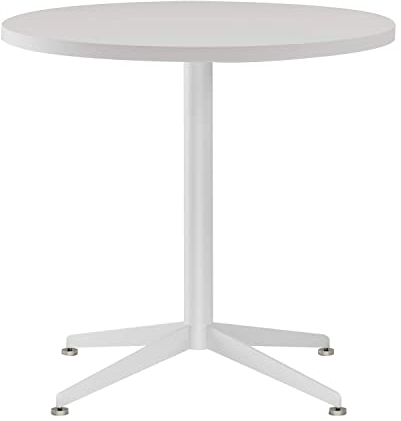 SENGLIDA Weißer Esstisch, rund, kleiner Bürotisch, Konferenztisch, Couchtisch, Besprechungstisch für Büro, Sitzungssaal, Küche, Wohnzimmer, wasserdicht, Schreibtisch, einfache Montage, 80 cm