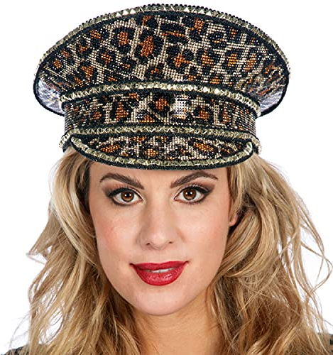 PAPSTAR NEU Hut Kapitänsmütze Burning Man, Leopardenlook