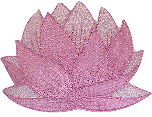 ELLU Pink Flower Iron On Patch Sew On Dress Skirt T Shirt Floral Embroidered Badge