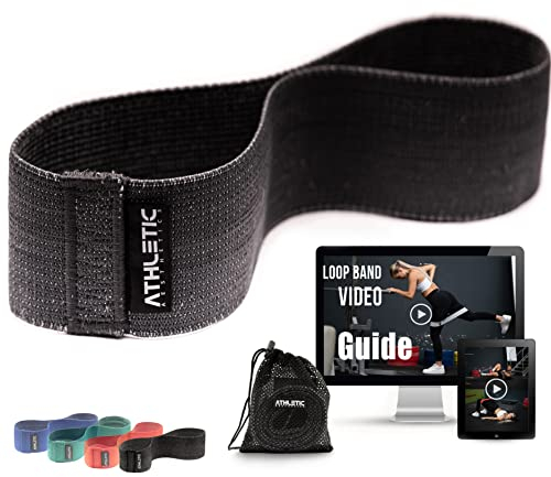 ATHLETIC AESTHETICS Premium Stoff Fitnessbänder [Textil Fitness Band (bunt) Einzeln & als Set + Tasche und Videokurs] Miniband Fitnessband Trainingsband - Sport Bänder Resistance Bands für Booty