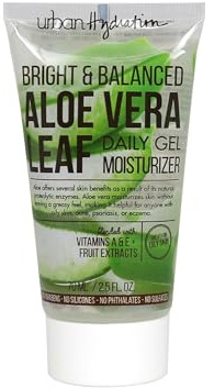 Urban Hydration Bright & Balanced Aloe Vera Leaf Facial Gel Moisturizer | Lightweight, Hydrates, Reduces Inflammation, Helps with Acne, Benefits For Smooth Skin, All Skin Types | 2.5 Fl Ounce
