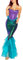 DELIMALI Robe longue queue de sirène à volants pour femme, bleu, M