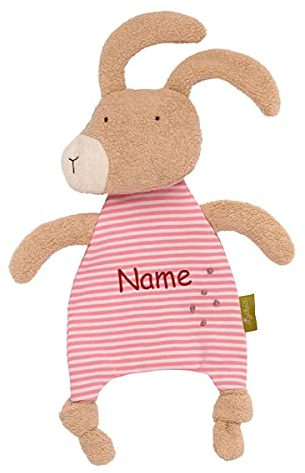 Sigikid Schnuffeltuch Hase mit Namen Bestickt, Schmusetuch Kuscheltier Serie Green personalisiert, Mädchen Geschenk-Idee zur Geburt, Taufe, Ostern Weihnachten/Kleinkinder Stofftier
