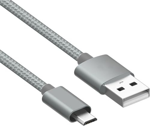 Micro cable 3.1amp fast charging Strong Nylon Braided Tangle-Free Micro USB Data Charger Cable for Samsung, HTC, Nokia, Sony, Kindle, PS4, Speaker, Power bank and More Micro USB Devices (grey, 3m)