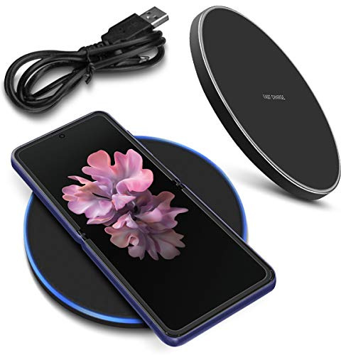 QI Wireless Kabellos Ladestation kompatibel für Samsung Galaxy Z Flip Charger Induktives Universal Schnellladegerät, Farbe:Schwarz, Smartphone:Samsung Galaxy Z Flip