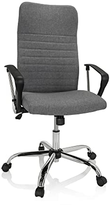hjh OFFICE 729426 Bürostuhl ARTON 40 Stoff Drehstuhl ergonomisch, hohe Rückenlehne, Grau