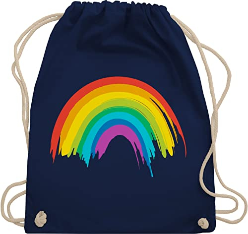 Turnbeutel Rucksack - Kleidung Pride Flag - Regenbogen LGBT & LGBTQ - Unisize - Navy Blau - lgbtq+ beutel csd rainbow bauwollbeutel lesbian christopher street day turnsack lqbtq beutelrucksäcke gay