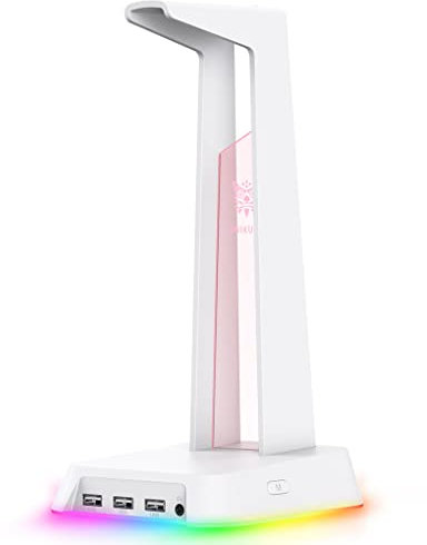 para ONIKUMA Soporte para Auriculares Soporte para Auriculares Luz de respiración RGB Soporte para Auriculares, Blanco