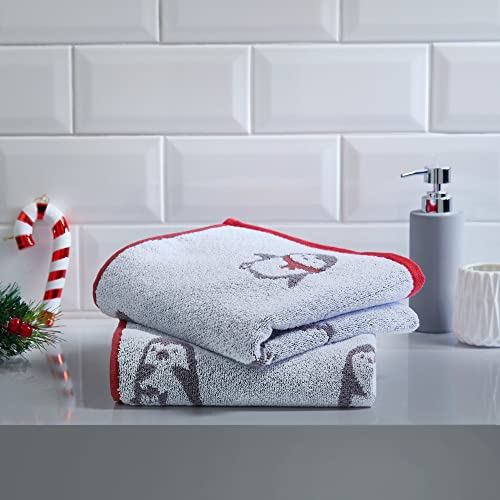 Fusion Bathroom - Penguins - Jacquard Hand Towel - 50 x 90cm in Multi