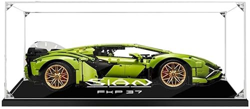 APRILA Acryl Vitrine für 42115 Technic Lamborghini Sián FKP 37 Rennwagen, Staubdichte Vitrine Transparente Schaukasten Aufbewahrungsbox für Modelle Sammlerstücke, 62 x 30 x 20CM(Nur Vitrine)