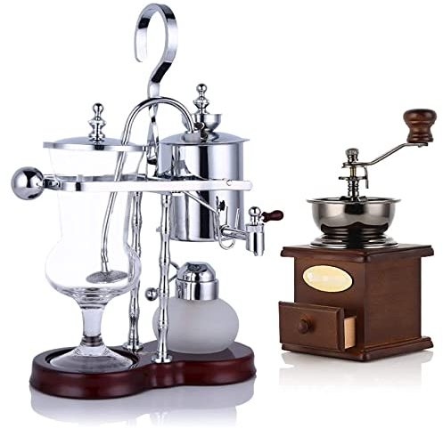 PURRL Macchina da caffè sottovuoto Set caffettiera sifone Confezione regalo caffettiera belga reale, 5 tazze, argento little surprise