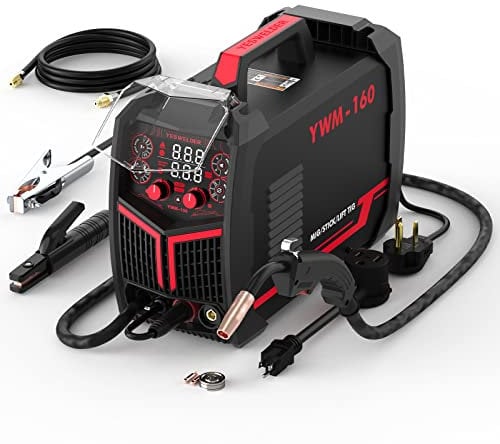 YESWELDER Gas Gasless 160A Multiprocess MIG Welder, Flux Core/MIG/Lift TIG/Stick ARC Welder 4 in 1 Welding Machine, Synergic Control 110V/220V Dual Voltage