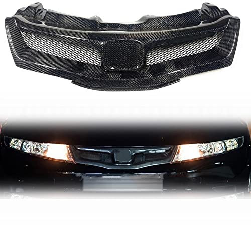 REXGEL Rejillas Parrillas De Carreras, Rejilla Delantera De Fibra De Carbono para Coche, Parachoques Superior, Capó De Admisión, Kit De Rejilla para Honda para Civic FN FK FN2 Type R 2008-2011