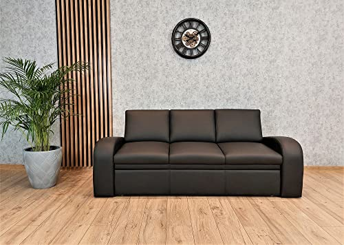 Quattro Meble Schwarzes Sofa aus italienischem Echtleder 3 er Sofa Oslo FS Ledersofa Echt Leder Couch Farbauswahl !!! Version ohne Schlaffunktion (Breite 200 cm)