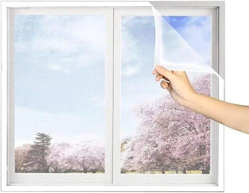 Fliegengitternetze für Fenster, 110x175cm Selbstklebendes fensternetz insektenschutz moskitonetz fenster, hält Biene/Fliegen/Mücken