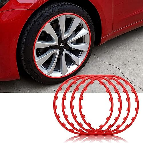 UIHECTA Felgenschutz FüR RäDer, 16/17/18/19/20 Zoll Auto Felgenschutz, Universeller Felgenschutz FüR Reifen, Schutzzierring FüR Autoreifen, 4er-Set, Antikollisions, Kratzfest,Rot,19in