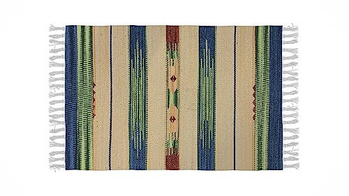 HOME ZEN HOUSEHOLD LINEN Tappeto bagno cucina camera da letto cotone art.kilim con frange lavabile in lavatrice fantasia etnico colorato (50x110 cm, Disegno 6- Occhi)