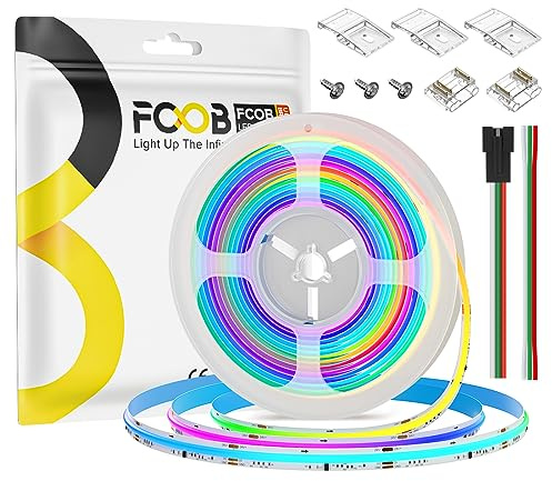 FCOB COB WS2811 IC RGB Addressierbarer LED Streifen 5M DC24V 630LEDs/m 70IC | 10mm Weiß PCB Traum Farbe Flexibel Gleichmäßiges Licht Verfolgen Farbe für DIY Dekoration(Nicht inhalt Netzteil Controller)