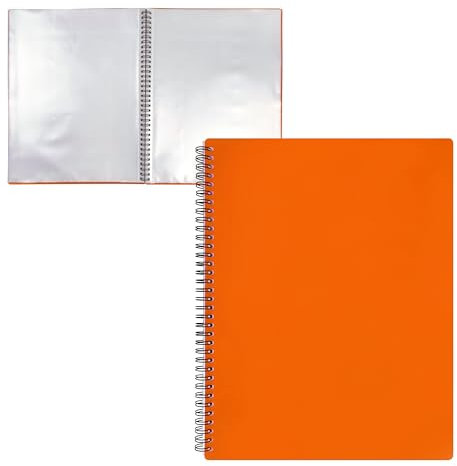 Raylu Paper - Porte-Vues à Spirales, Porte Documents avec Pochettes Transparentes A4, Protège-Document Opaque, Robuste et Coloré, pour le Bureau, l'École ou la Maison (40 Pochettes, Orange)