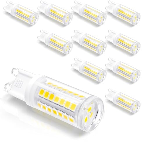 Eastiya LED-Leuchtmittel Kaltweiß 5W G9 Glühbirne 6000K, Entspricht 40W-50W G9 Halogenlampen, 500LM AC220-240V, Nicht Dimmbar, Energiesparlampe für Kronleuchter, Kristall-Lampe, 10 Stück