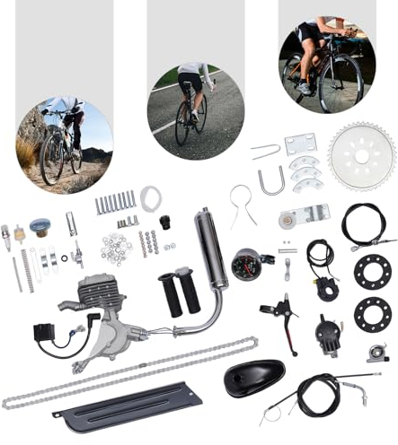 DSYOGX 80CC 2-Takt Motor Motorisierte Fahrrad Benzin Bike Motor Bausatz, Motorisierte Motor Schalldämpfer Fahrrad für Motorisierte Fahrräder, Rennräder