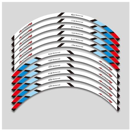Motorrad Aufkleber Motorrad Räder Aufkleber Felge Für B&MW Für Rs 1250RS Für R1250RS R 1250 R1250 Reifen Reflektierende Streifen Dekorative Zubehör Aufkleber Set Felgenaufkleber (Color : 6)