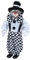generisch Clown Hose schwarz weiß kariert | Stoffclown Clown Karneval Karnevalsdeko | 27 cm