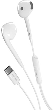 Music Hero USB-C kabelgebundene Ohrhörer, USB-C-Kopfhörer, integrierte Bedienelemente, Mikrofon, Semi-In-Ear, weiß