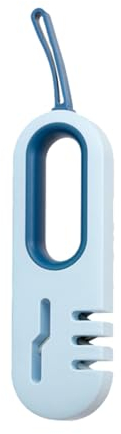 PERZOE Herramienta de afilado de bolsillo Mini afilador 4 en 1 de cocina fina gruesa con mango antideslizante, piedra de afilar resistente y resistente al desgaste para tijeras rápidas, color azul