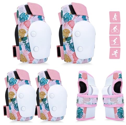 Set Rodilleras Coderas y Muñequeras Set de Protección Infantil para Patinaje Ciclismo Monopatín Bicicleta Skate Juego de 6 Protectores de Rodillos para Niño, Niña, Adolescentes