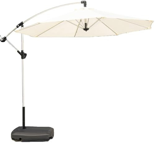 HESHEQ Sombrilla de Mercado inclinable Grande Sombrilla Gigante Anti UV Inclinación fácilmente ajustable Manivela y base con ruedas Paraguas colgante voladizo for exteriores(Size:Red 300cm)