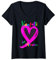 Damen Deko Herz pink Karneval Fasnacht Fasching Konfetti im Herzen T-Shirt mit V-Ausschnitt