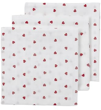 Meyco Baby Musselin Mullwindeln - Sweet Heart Red - 70x70cm - 3er Pack