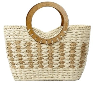 Bolsa de Playa de Verano Bolsos De Paja Para Mujer, Bolso De Paja Tejido, Bolso De Playa, Verano Bolso de Paja Mujeres(A)