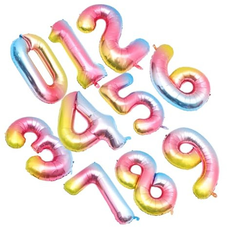 SHOWERORO 10 Stück Geburtstagszahlballons Aus Aluminiumfolie Für Partydekoration Mit Großen Zahlenoptik Einfach Aufzublasen Und Einzusetzen