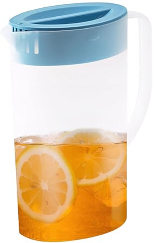 Tadoiooy Pichet à eau 2L avec couvercle et bec verseur, pichet transparent, écologique, BPA-free, contemporain