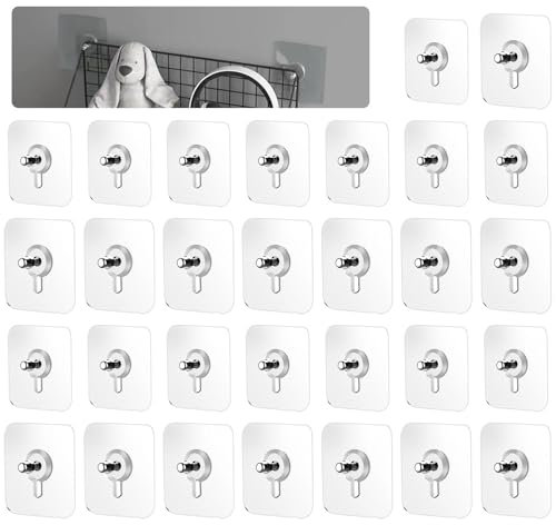 CANCYCC 30 Stück Klebe Schrauben, Klebehaken Extra Stark, Klebeschrauben ohne Bohren, Bilderhaken Selbstklebend, Klebenägel für Bilderrahmen, Badezimmer, Küche, Duschraum, Abstellraum